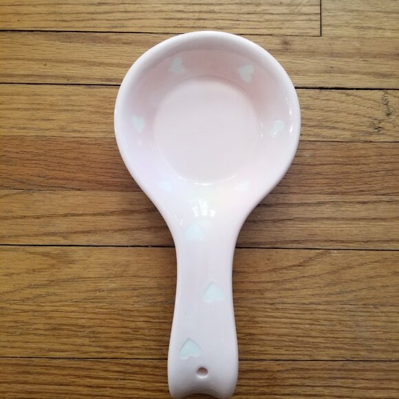 Ceramic Spoon Rest Pink White Hearts - Picture 7 of 8